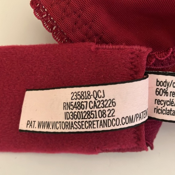 NWOT Victoria's Secret Dark Red Dream Angels Pushup With No Padding Bra 34D - Picture 8 of 11